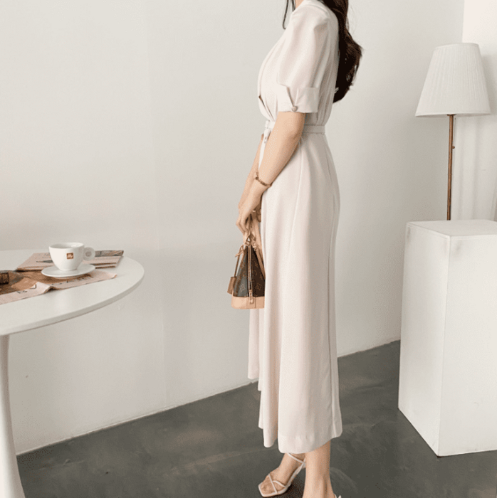 骨格ウェーブ服ベルト付きトレンチ風ワンピース（ワンピース）｜骨格