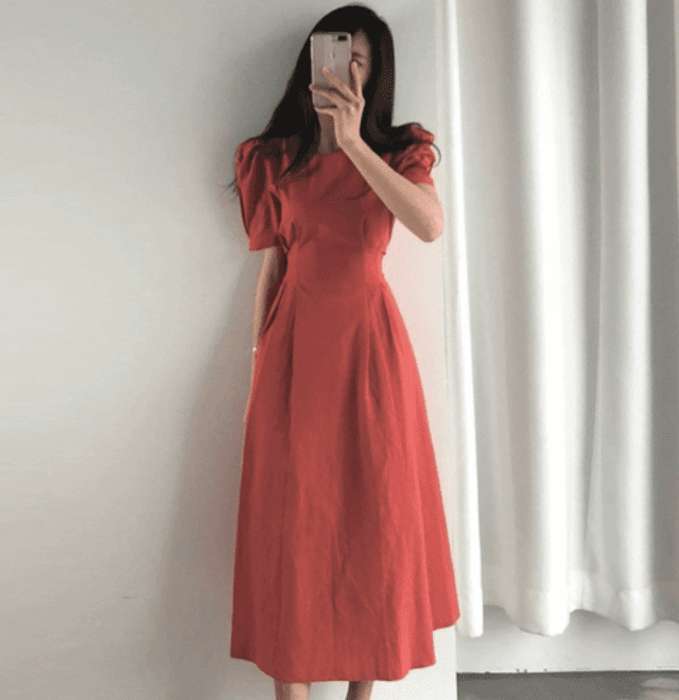 コンストラクティブウェーブワンピース 骨格ウェーブ服 夏 ウエストタックロングワンピース（ワンピース