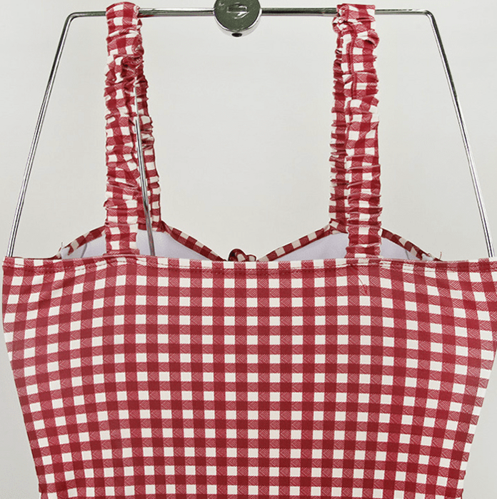 骨格ストレートギンガムチェックワンピース水着 水着|骨格ストレート